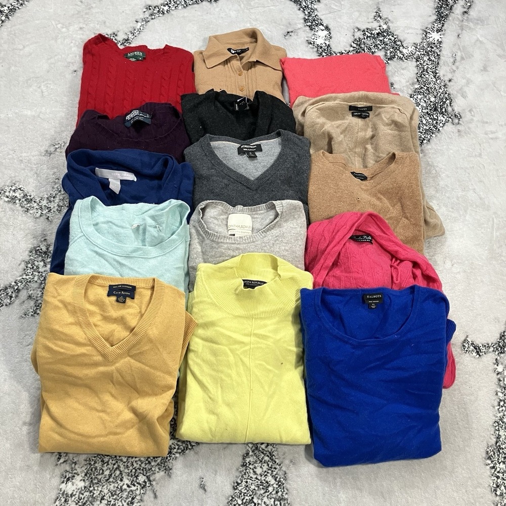 15 Pc 100% Cashmere Sweater‎ Craft Lot Repair Upcycle Felting Fabric Project DIY